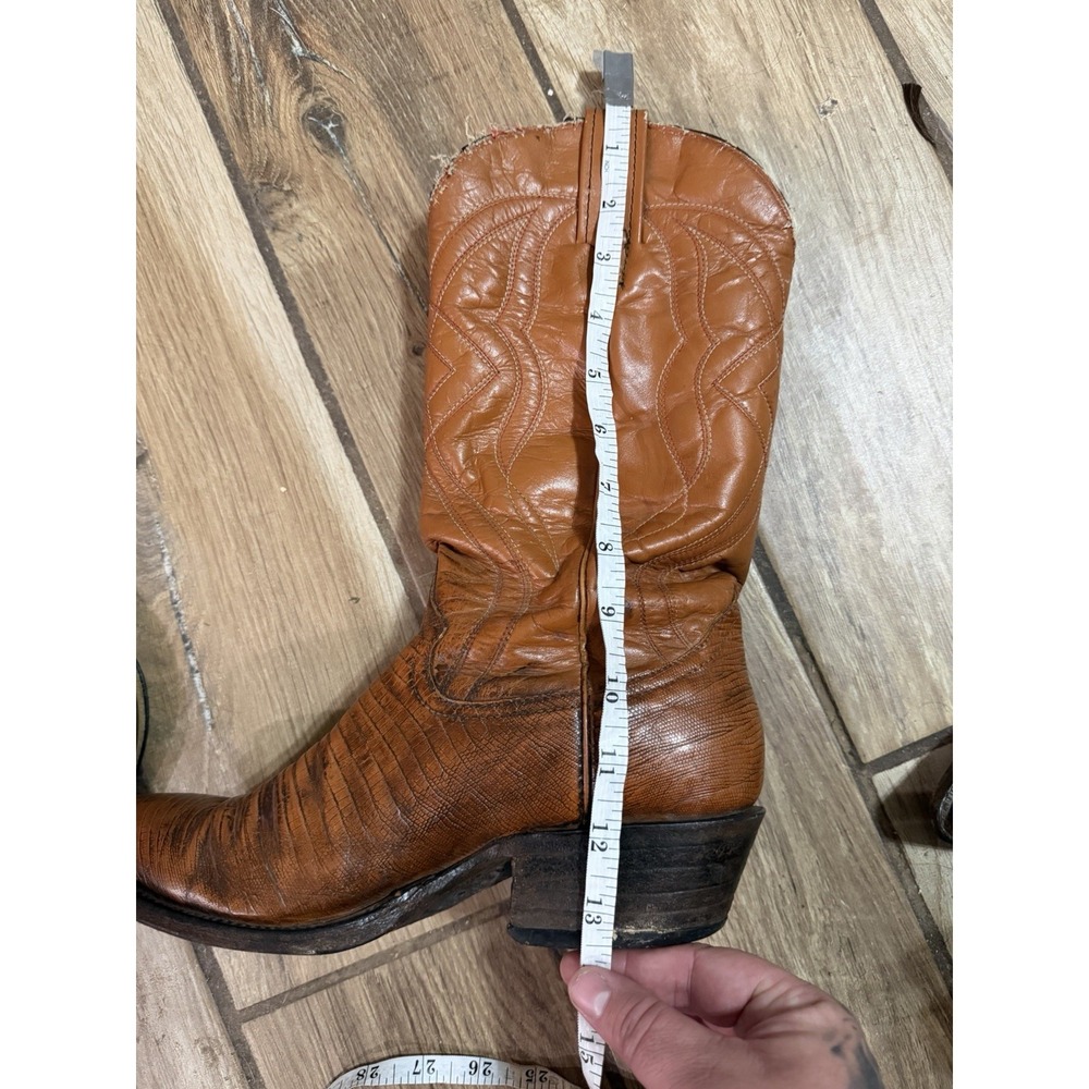 Vintage‎ Tony Lama Leather Cowboy Boots Brown Men's 7.5 - Picture 6 of 8